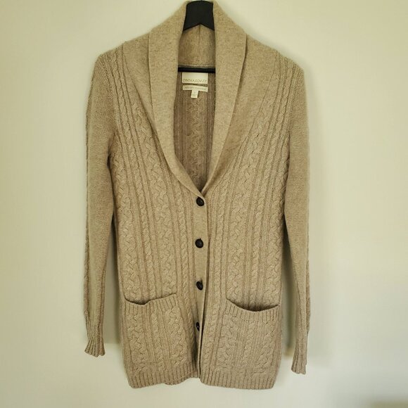 Cynthia Rowley / 100% Cashmere Cable-knit Cardigan / Tan, Size S - Picture 4 of 11